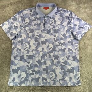 Redvanly Fleurs Polo Shirt Men's 2XL Blue Lavender Golf Performance Floral Print